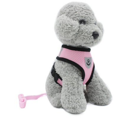 Soft Mesh Dog Harness Vest Small Dog Harness Reflective Adjustable Mesh Harness with Padded Vest and Leash