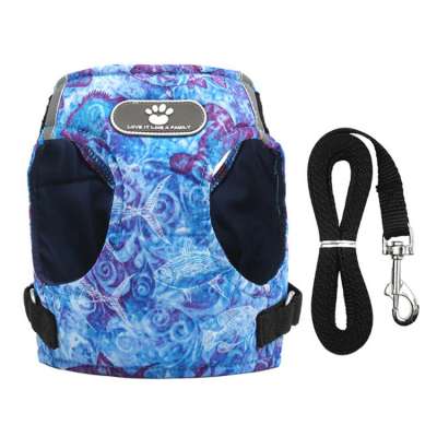 Reflective ocean dog mesh harness for small medium large pets